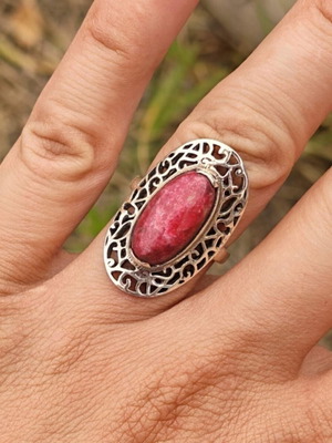 Silver ring with thulite new