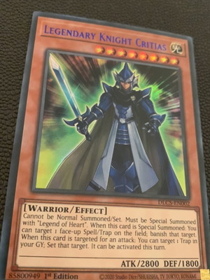 Legendary Knight Critias Yu-Gi-Oh! card like new, ultra rare blue