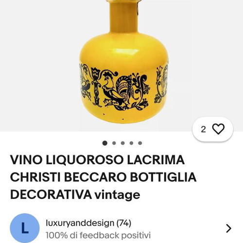 Rare Italian liqueur Lacrima Christi Beccaro Bottiglia sealed 1950 new