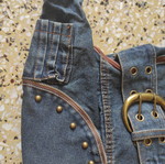 Vintage denim shoulder bag, blue multicolor