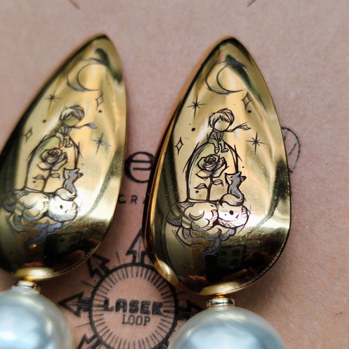 Little Prince earrings new, stainless steel with engraved design