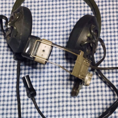 CW-292/U military headset with microphone used, WWII vintage