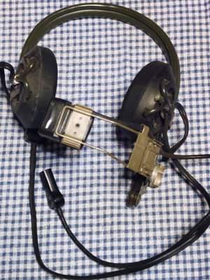 CW-292/U military headset with microphone used, WWII vintage