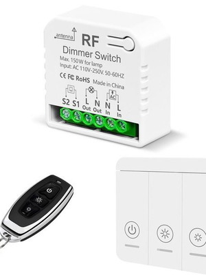 Wireless dimmer 230 V with 2 remotes for LED/halogen 10–150 W, no Wi-Fi