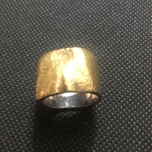 Ring silver with gold leaf new