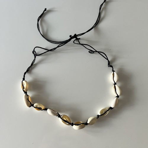 Shell necklace and bracelet set with black cord, like new