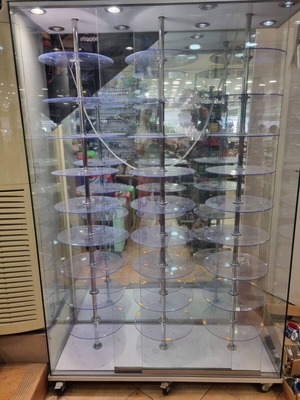 Display cabinet for watches and jewelry used with rotating mechanism