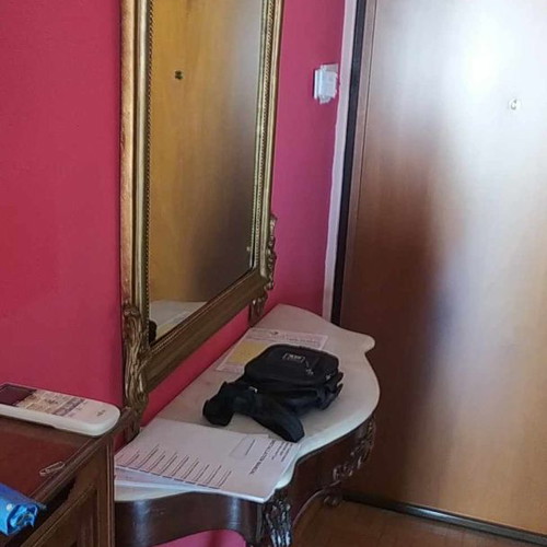 Entrance furniture used with mirror and marble table with wooden legs