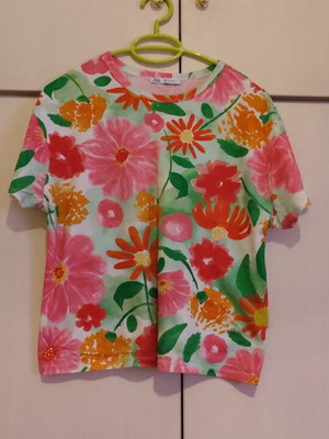 Zara colorful cotton blouse used, relaxed fit