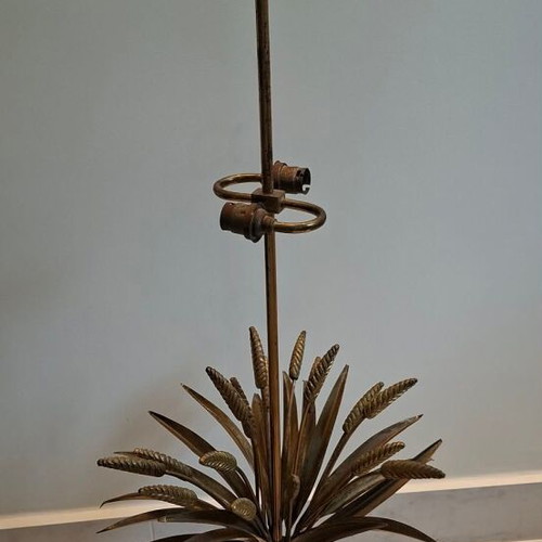 Wheatsheaf Table Lamp used, mid-century Italian brass gold finish