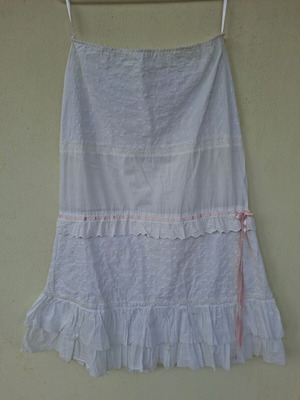 Cinema Vintage Boho Maxi Cotton Skirt like new, white and pink