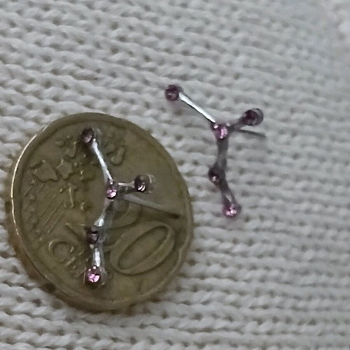 Earrings constellation design with pink and purple rhinestones like new