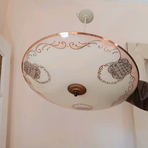 Pendant light with rose gold details like new, antique
