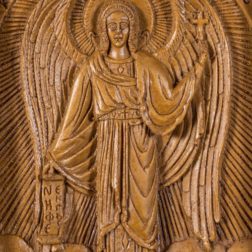 Guardian Angel image made of wax, mastic and incense