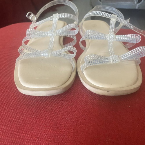 Zara flat sandals for girls with rhinestone bows, size 36