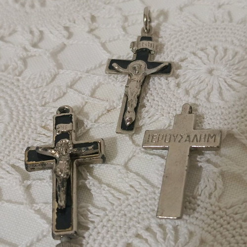 Cross amulet set used, 3 pieces from Jerusalem