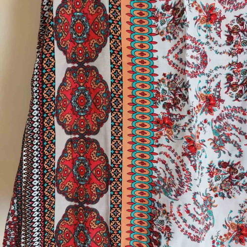 Sleeveless blouse with paisley pattern like new, M/L, multicolor orange