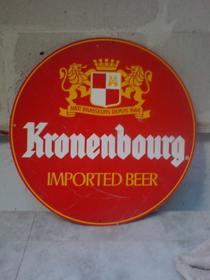 Διαφημιστική πινακίδα μπύρα Kronenbourg μεταχειρισμένη, μεταλλική τσίγκινη