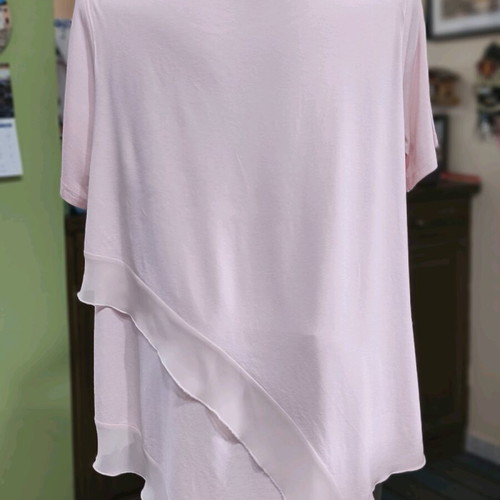 Pink blouse with asymmetric detail like new, sizes L-XL