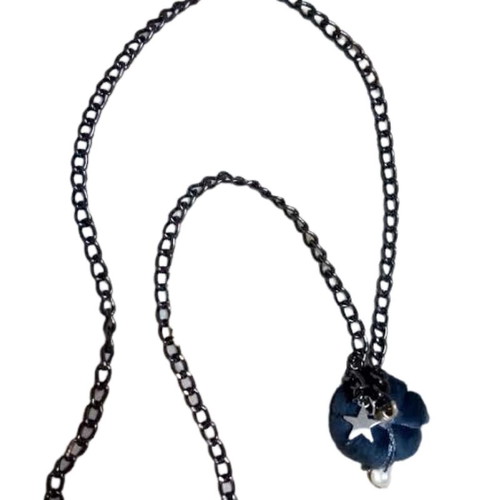 Long Christmas necklace with handmade mini pumpkin in anthracite color new