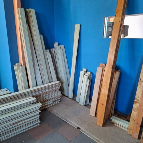 Wooden planks and tongue and groove planks, used