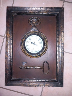 Vintage metal wall clock frame analog used