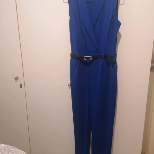 Jumpsuit with belt blue, like new, size M