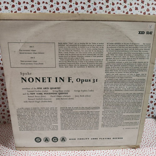 Spohr Nonette in F Opus 31 vinyl record used, classical
