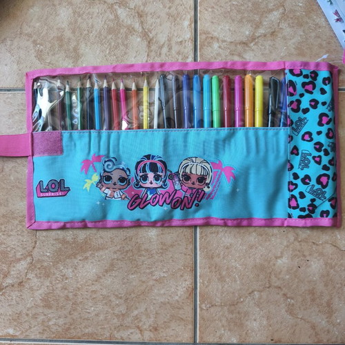 L.O.L. Surprise! school pencil case with colored pencils