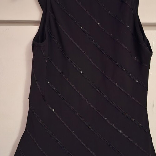 Fidele Black Evening Top with Sequins and Asymmetrical Hem like new