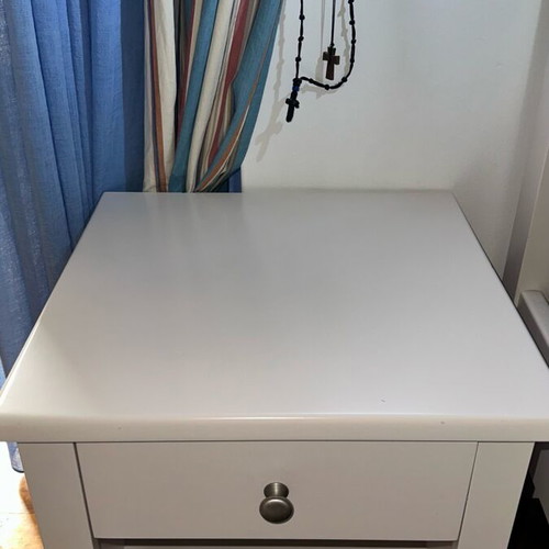 White solid wood nightstand like new with drawer and storage space