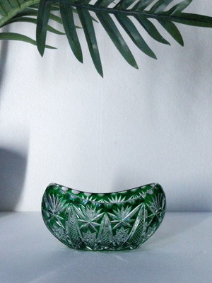 Μικρό οβάλ μπολ Bleikristall emerald green Rom vintage σαν καινούργιο