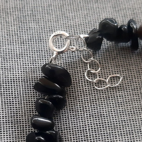 Jolie bracelet with natural Onix stones and 925 silver, black, new