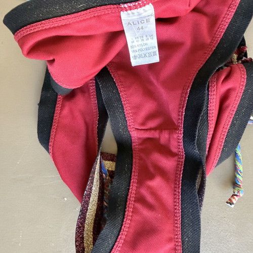 Alice Beachwear bikini bottom medium with adjustable cord like new, blue and red