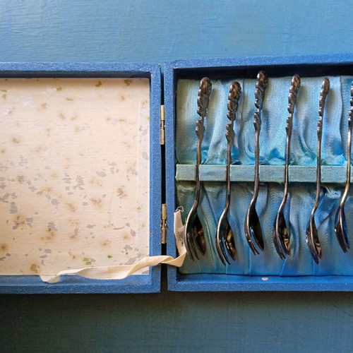 Σετ αντίκα πιρουνάκια 6τμχ silver plated μεταχειρισμένα