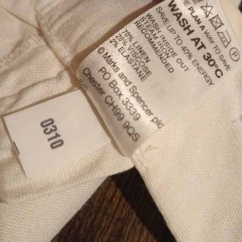 Marks & Spencer white high-waist pants new, linen viscose blend, UK 12