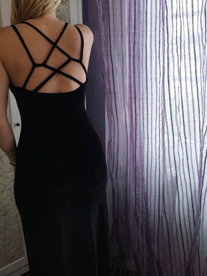 Pinko long velour dress used, black, size S