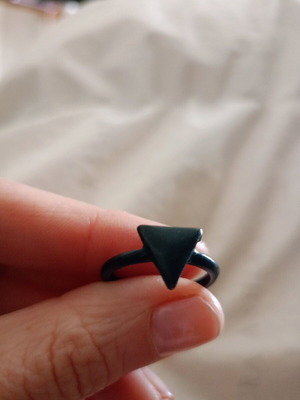 Black ring with triangle like new, medium size