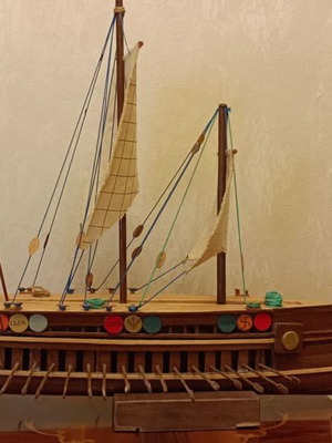 Handmade collectible wooden trireme ship new
