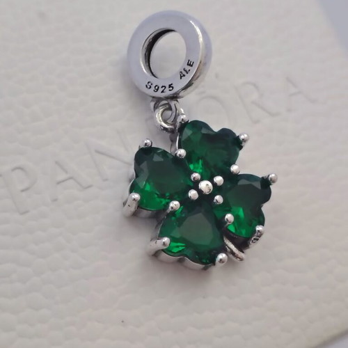 Pandora Four-Leaf Clover Charm S925 ALE new, green and silver