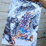 End of Summer graffiti original artwork, mixed media on paper