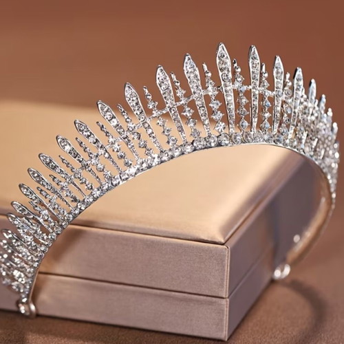 Bridal tiara with crystal rhinestones silver, new