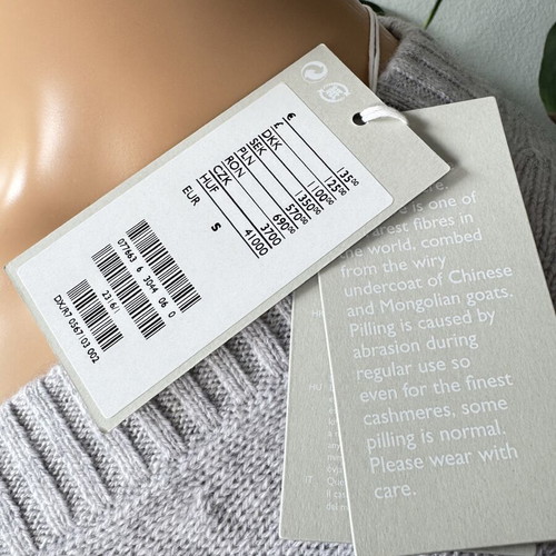 COS cashmere knitted sweater size S new, light grey