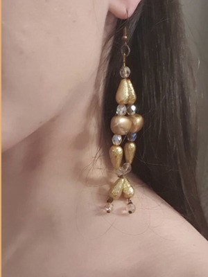 Handmade earrings new gold color with beads