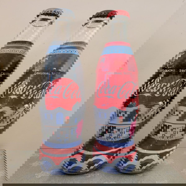2 συλλεκτικα μπουκάλια Coca Cola Cyclades - Κυκλαδες. (Zero & Original taste)