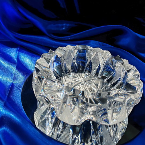 Vintage crystal ashtrays set of 2, lead crystal Bohemia, like new