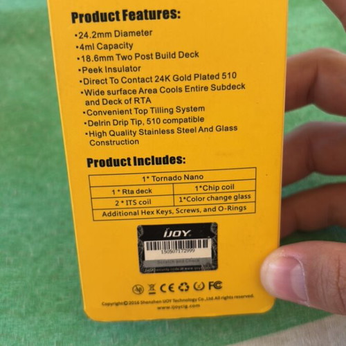 iJoy Tornado Nano RTA/RDTA like new, versatile vape atomizer