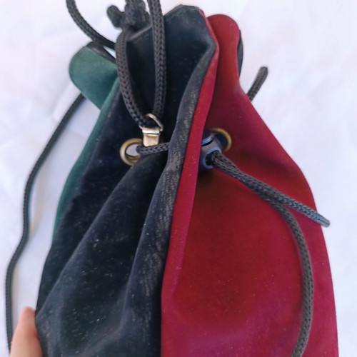 Velvet drawstring pouch bag, multicolor