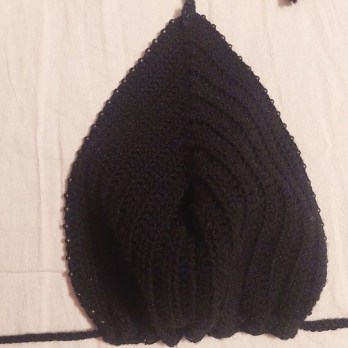 Actius hand-knitted black bikini top with beads