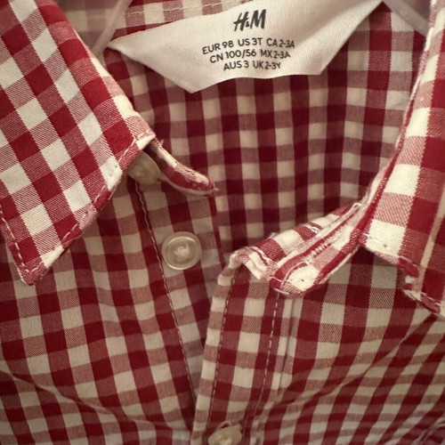 H&M Checked Kids Shirt like new, red/white, 98 cm, 2-3 years